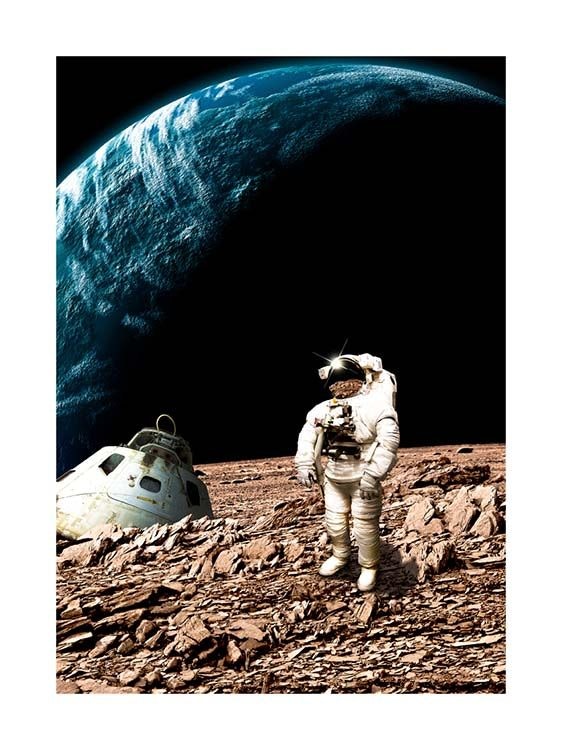 Astronaut On Moon Juliste 0