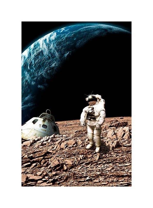 Prints - Astronaut On Moon Print (50x70 cm) - Kids wall art