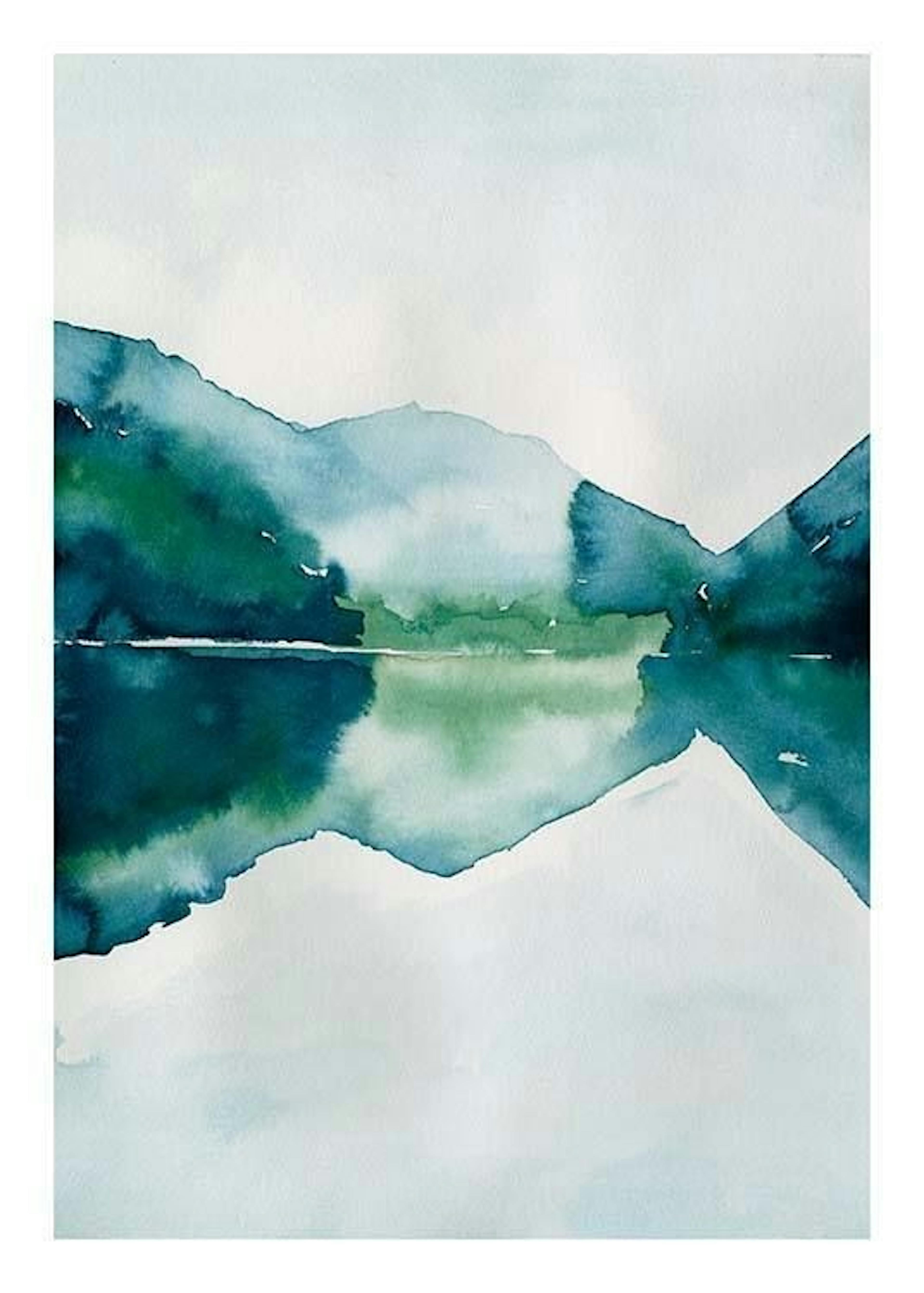 Watercolor Mountain Reflection Poster 0