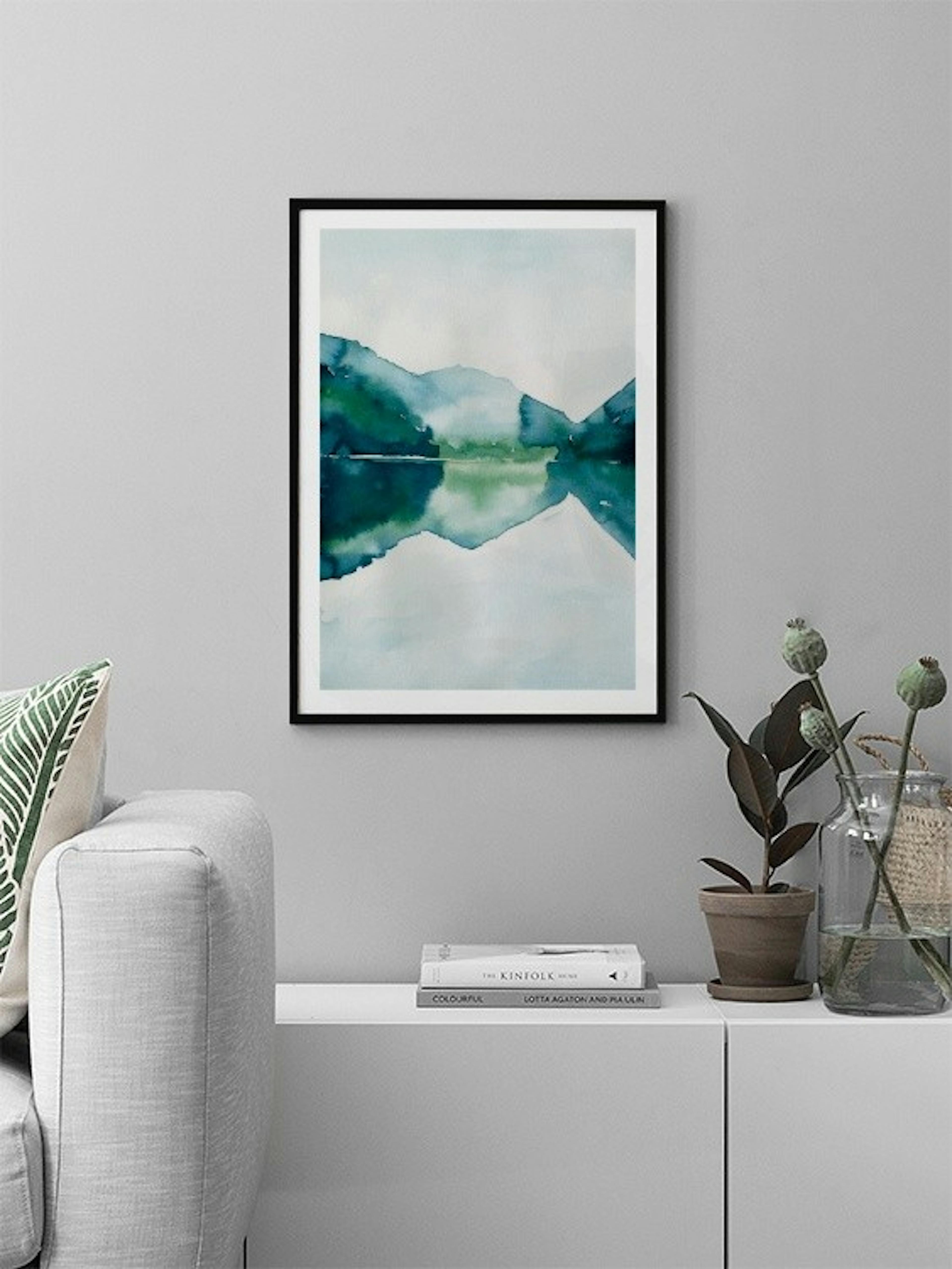 Watercolor Mountain Reflection 포스터