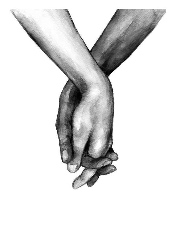 Watercolor Hands No1 Poster (50x70 cm) - Zwart wit posters