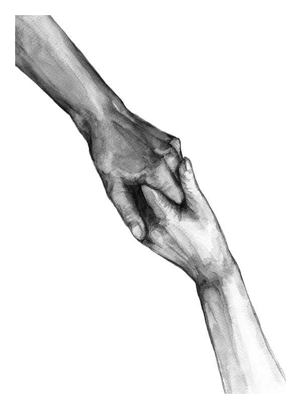 Prints - Watercolor Hands No2 Print (30x40 cm) - Black & white prints