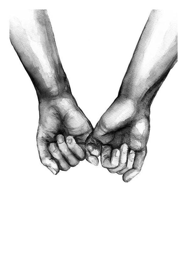 Watercolor hands No3 Poster (40x50 cm)- Quadri e poster in bianco e nero