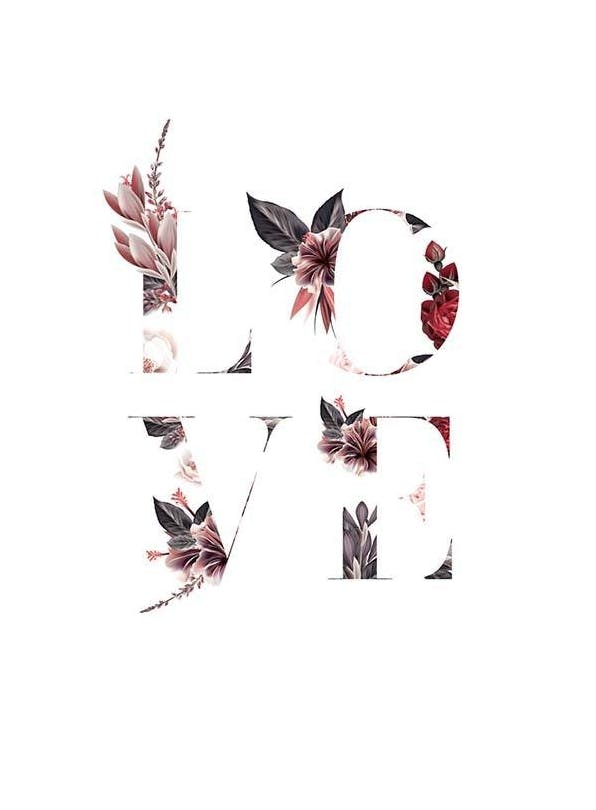 Floral Love Plakat (13x18 cm)- Plakaty z napisami