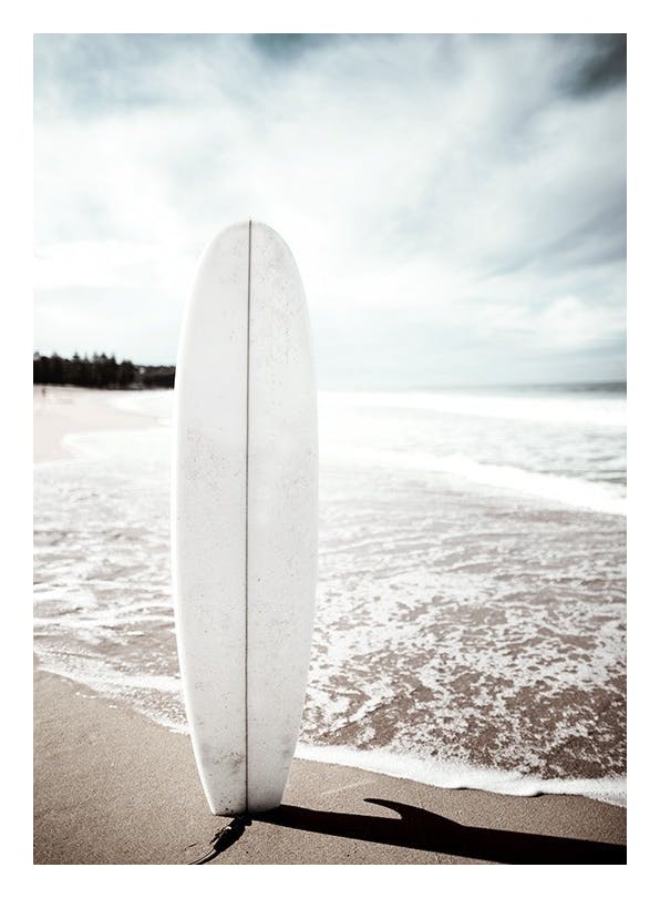 Surfboard on the Beach Poster (21x30 cm)