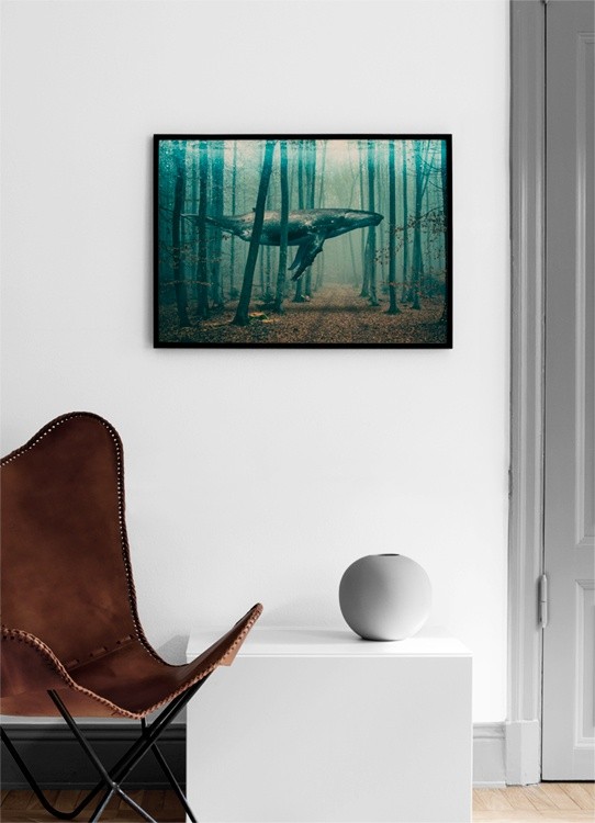 Whale in Forest Poster - Wal im Wald