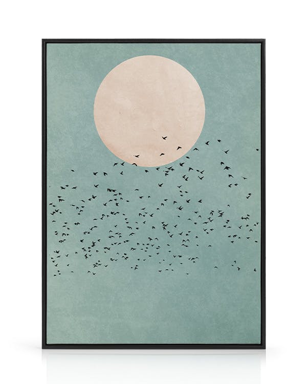Birds Fly Away Canvas (50x70 cm - Cadre noir)  Tableau sur toile encadré
