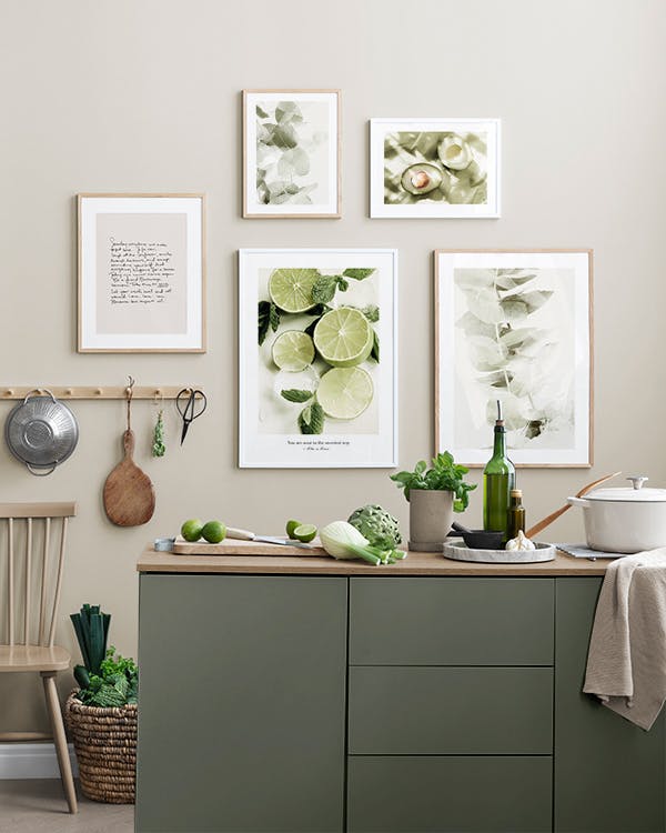 Green Kitchen gallery wall