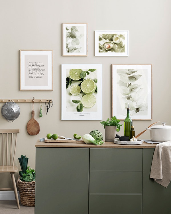 Green Kitchen parede de quadros
