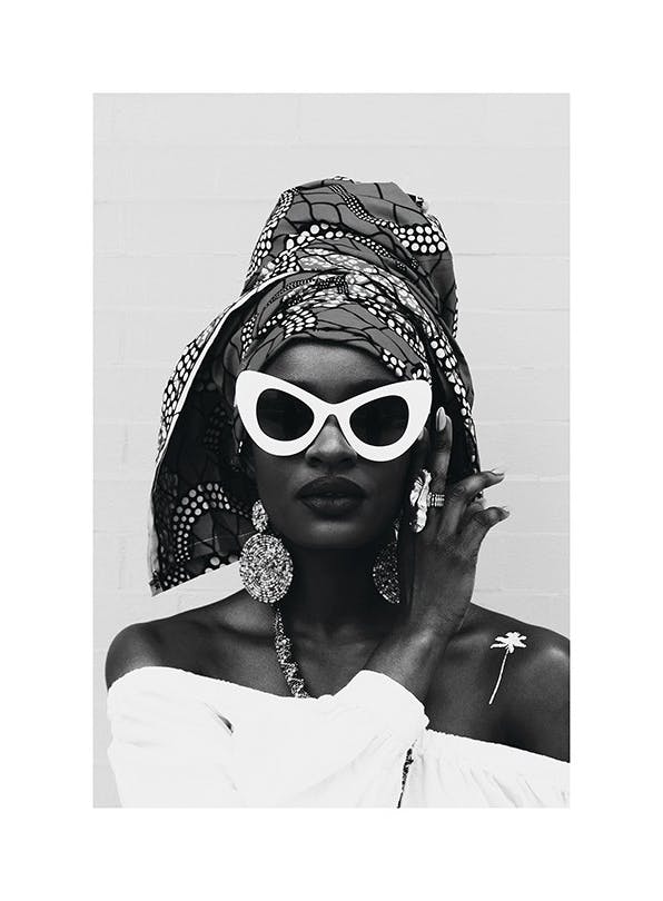 White Sunglasses Affiche (30x40 cm) - Affiches noir et blanc
