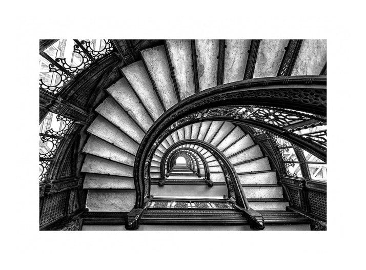 Circular Staircase Juliste (50x70 cm)  Mustavalkoiset julisteet