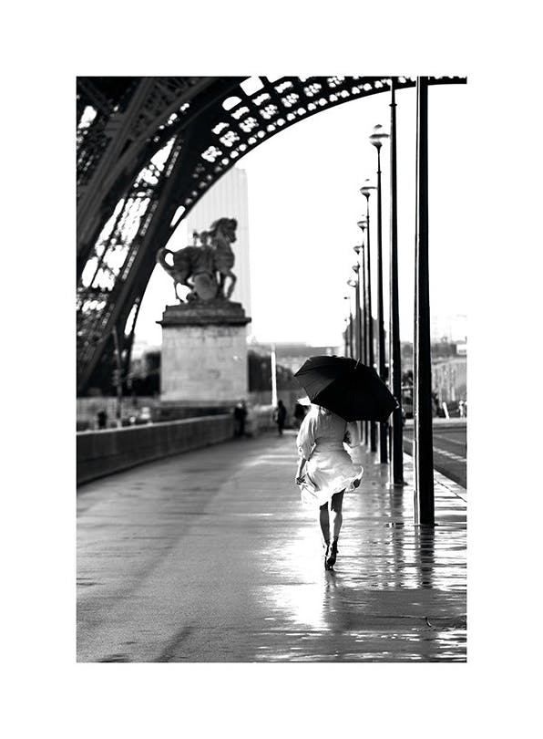 Walking in Paris Affiche (40x50 cm) - Affiches noir et blanc