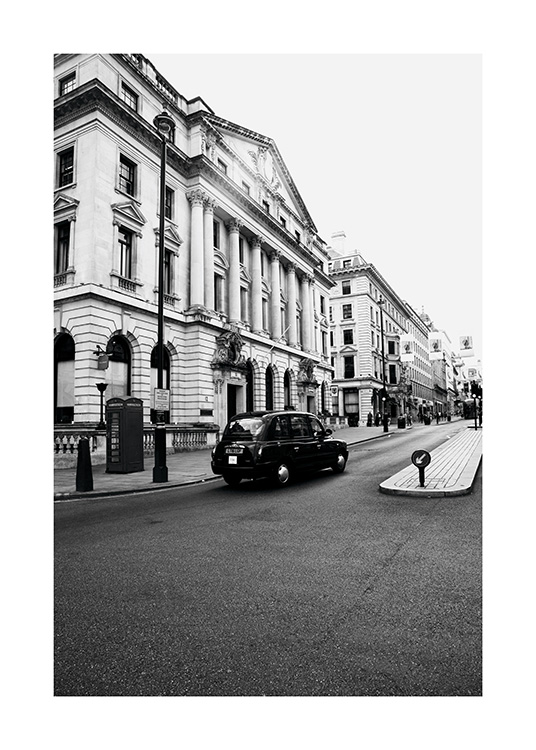 London Taxi Plakat - Sort-hvid - desenio.dk