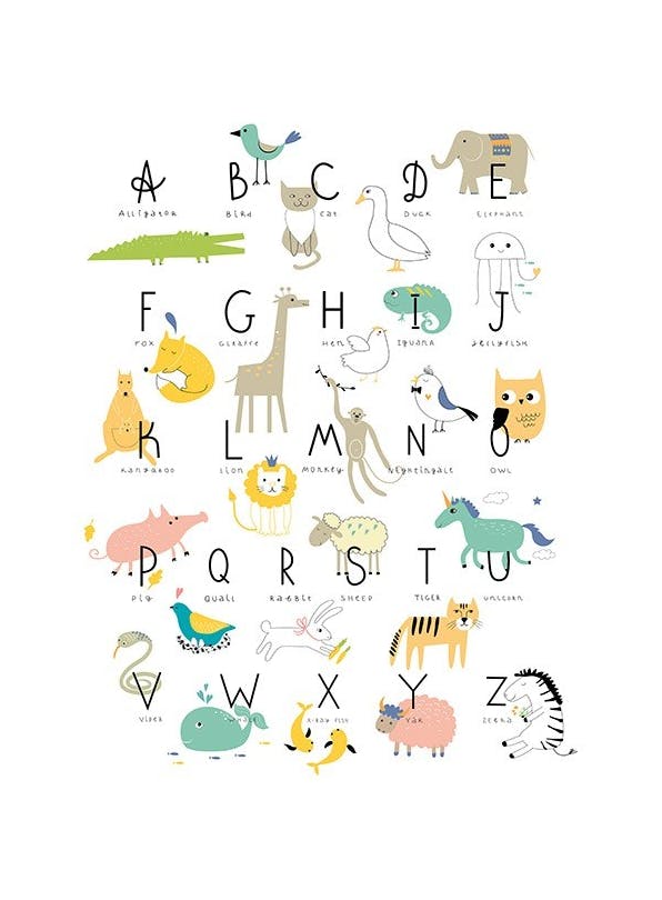 Prints - Animal Alphabet Print (21x30 cm) - Kids wall art