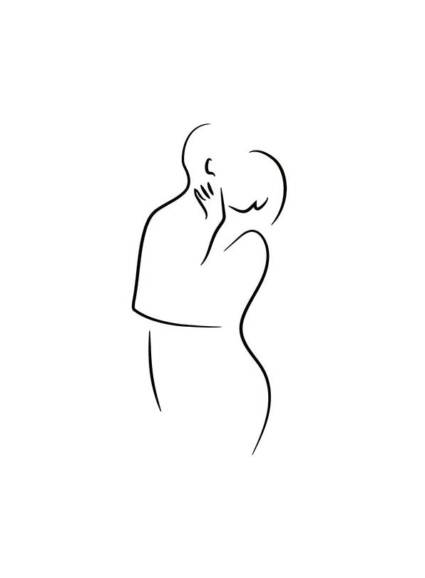 Line Art Kiss Affiche (21x30 cm) - Affiches d'art