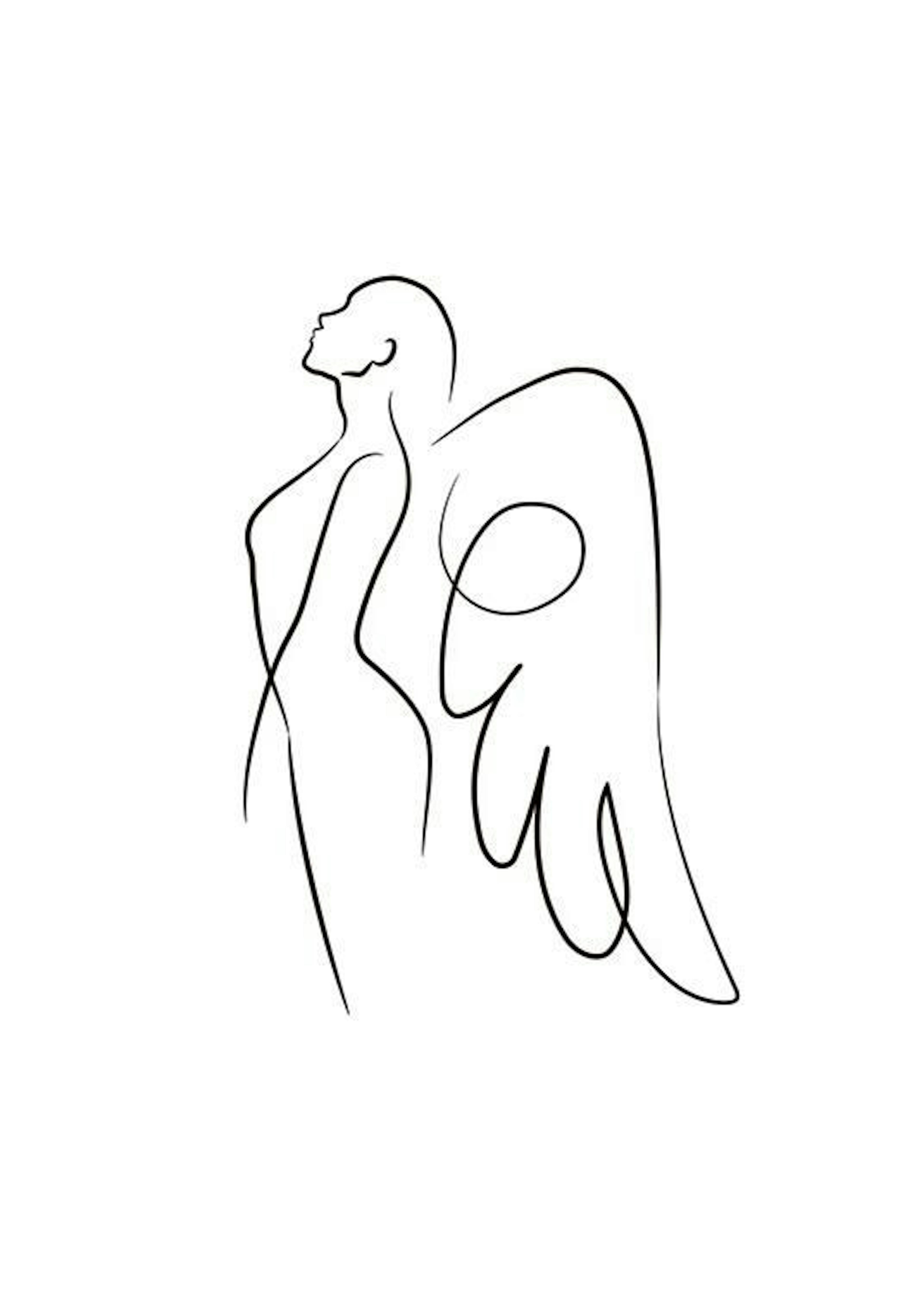 Line Art Angel Print