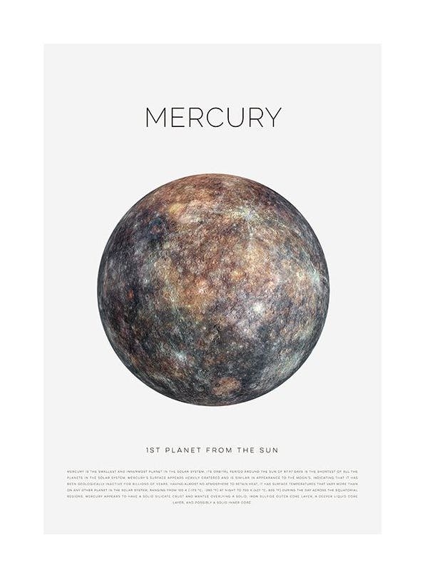 Planet Mercury Plagát (30x40 cm)
