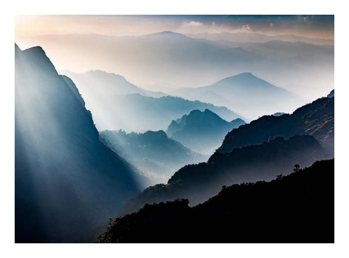 Foggy Mountain View Affiche (50x70 cm) - Affiches nature
