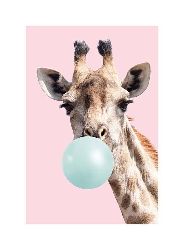 Prints - Bubblegum Giraffe Print (50x70 cm) - Kids wall art