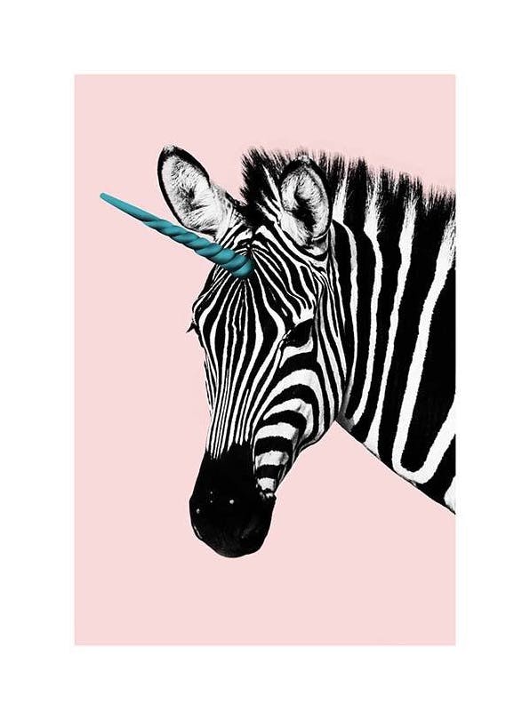 Prints - Unicorn Zebra Print (21x30 cm) - Kids wall art