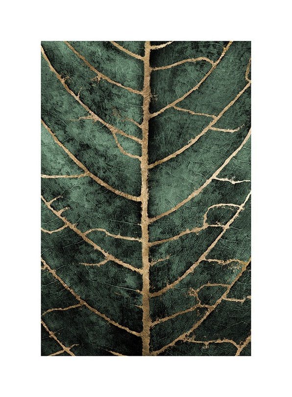 Golden Green Leaf Plakat (50x70 cm)- Sztuka