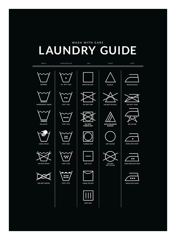 Laundry Guide Black Plakat (30x40 cm)- Plakaty z napisami