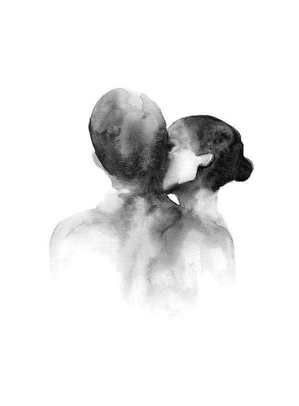 Watercolor Kiss Plakat (50x70 cm) - Kunstplakater