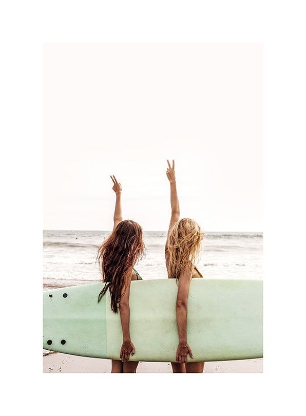 Surfer Girls Poster (50x70 cm) - Natuur posters