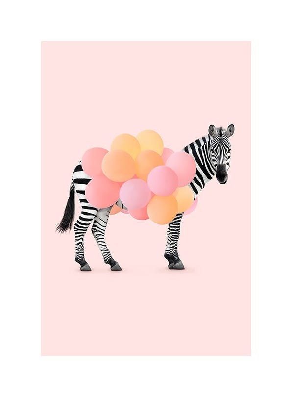 Zebra Balloon Poster (30x40 cm)