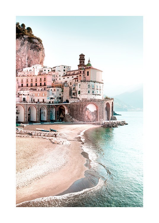 Cityscape Amalfiküste Strand, Poster Amalfi -