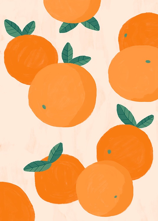 Oranges Illustration Plakat Illustrerede appelsiner - Desenio.dk