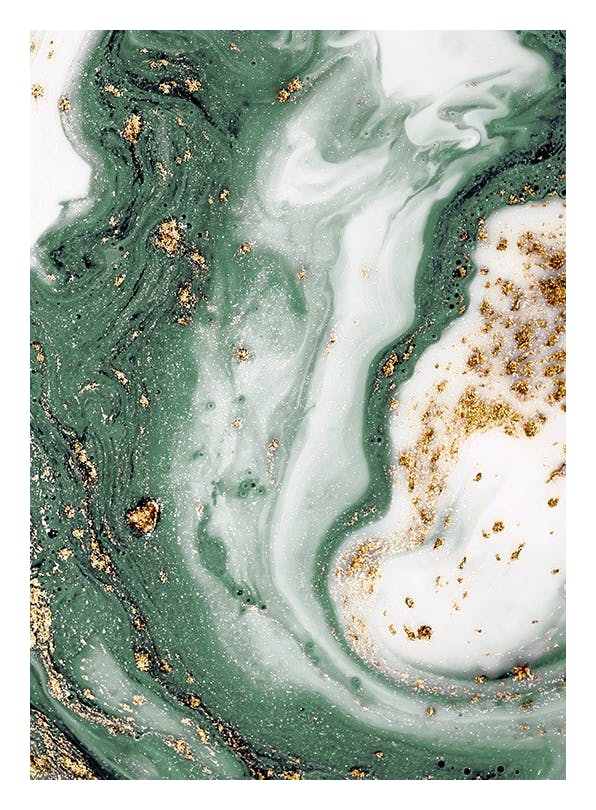 Green and Gold Swirl Plakat (30x40 cm)- Sztuka
