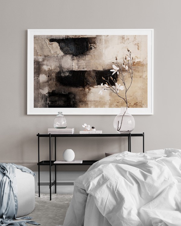 Beige Art Poster - Abstract beige and black 