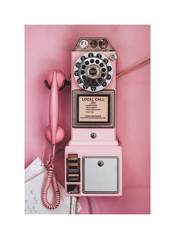 Pink Pay Phone Plakat (30x40 cm)- Plakaty retro