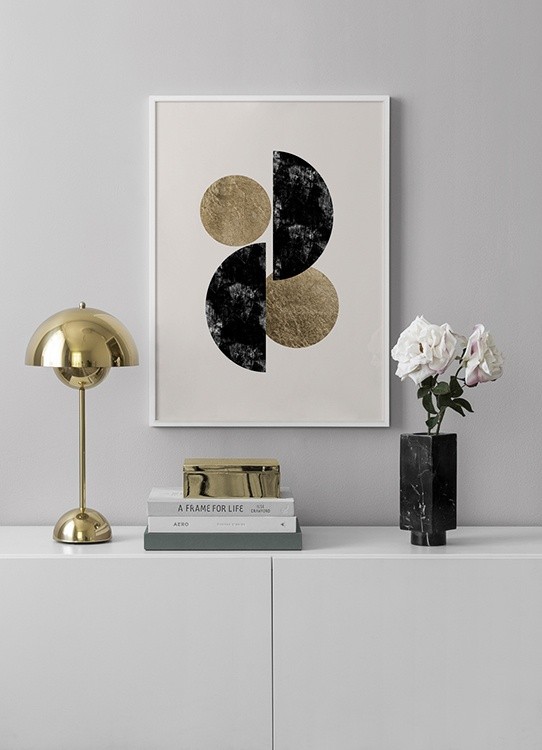 Metallic Geometrics Poster - Black and gold shapes