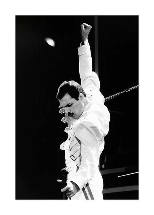 Freddie Poster - B&W Freddie Mercury - desenio.com