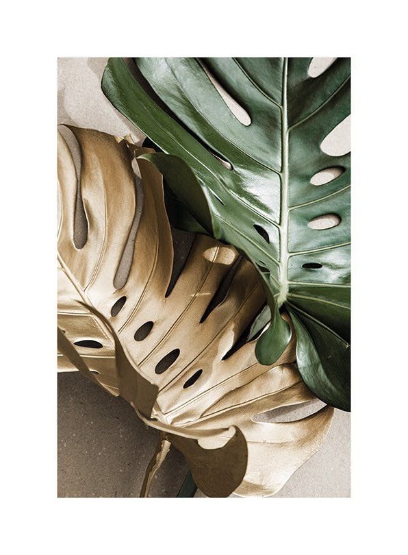 Gold Monstera No2 Print (30x40 cm)