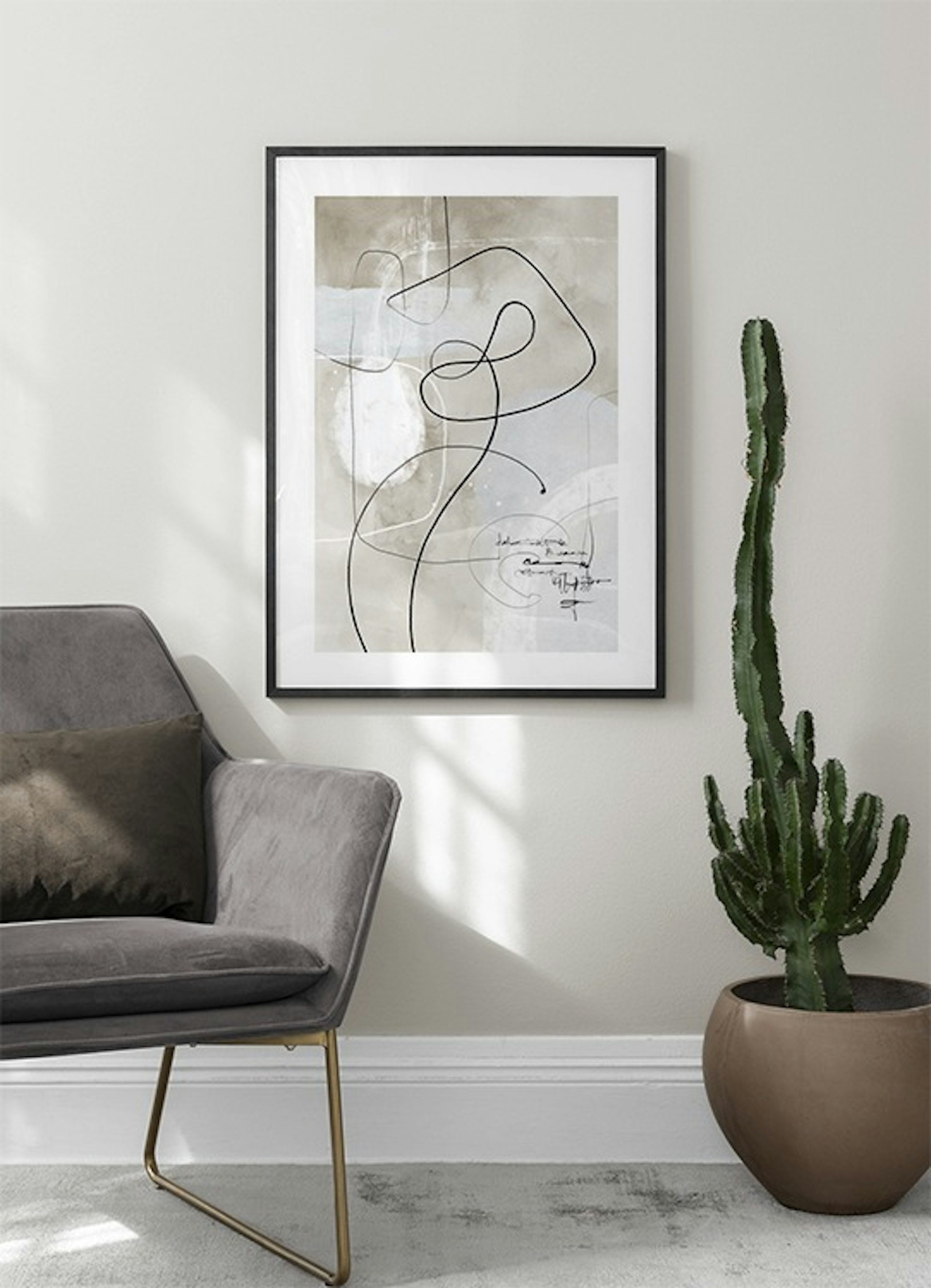 Soft Abstract Lines No1 Poster Beige abstracts