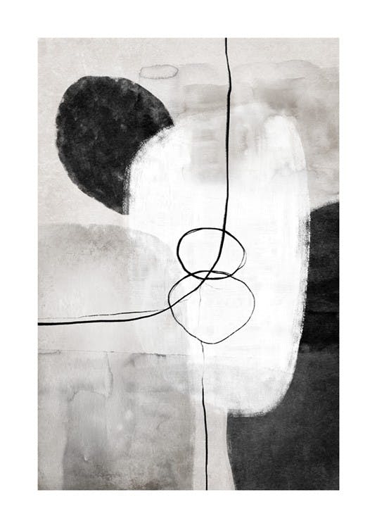 Painted Monochrome Shapes No1 Poster 0