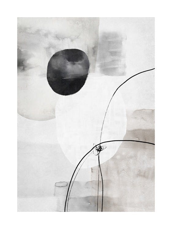 Painted Monochrome Shapes No2 Poster 0