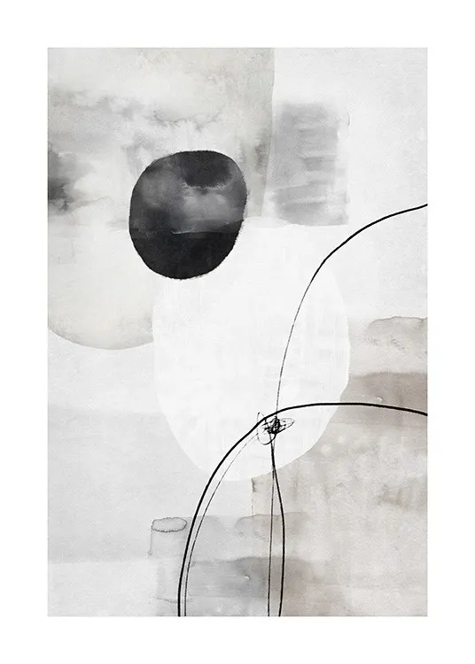 Painted Monochrome Shapes No2 Poster 0