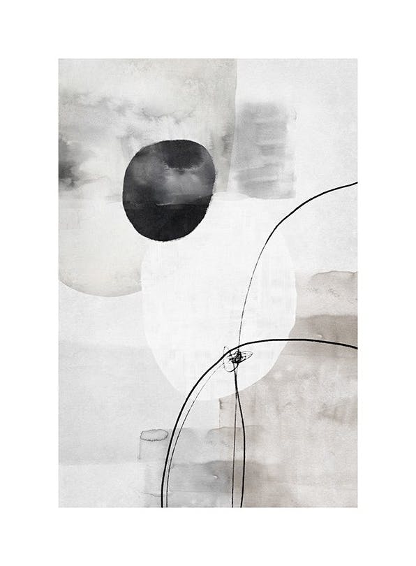 Prints - Painted Monochrome Shapes No2 (50x70 cm) - Abstract art prints