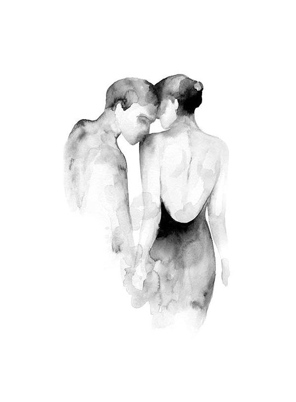 Watercolor Couple Poster (21x30 cm)- Quadros de aguarelas