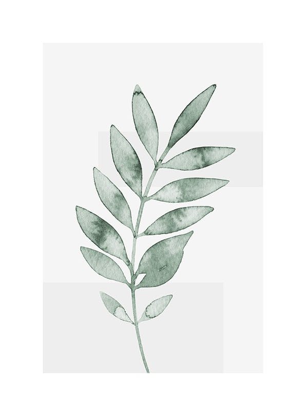 Watercolor Leaves No4 Plakat (50x70 cm)- Rośliny zielone