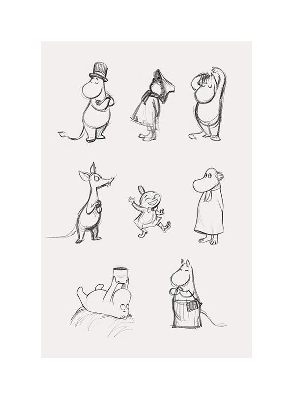 Prints - Moomin Characters No1 Print (21x30 cm) - Moomin illustrations
