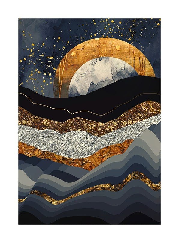 SpaceFrog Designs - Metallic Mountains Print (50x70 cm)