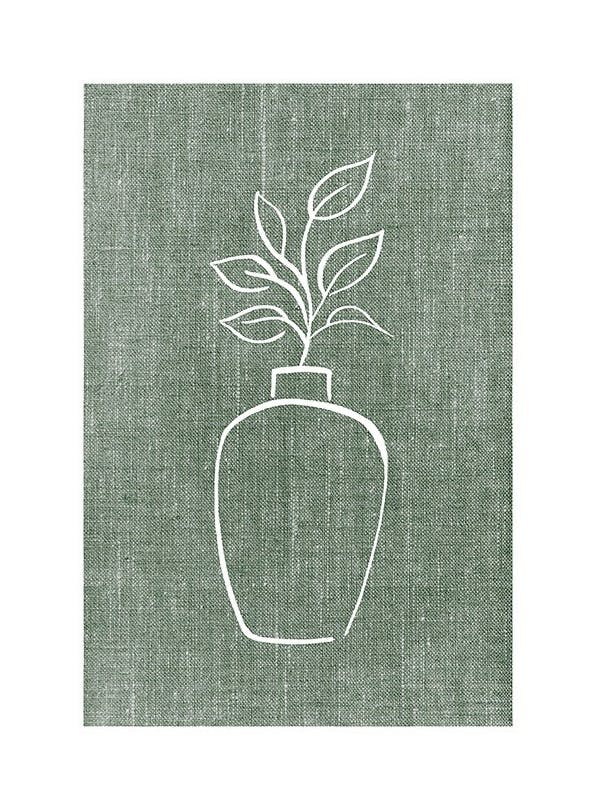 Green Linen Vase Affiche (50x70 cm) - Tableaux de plantes