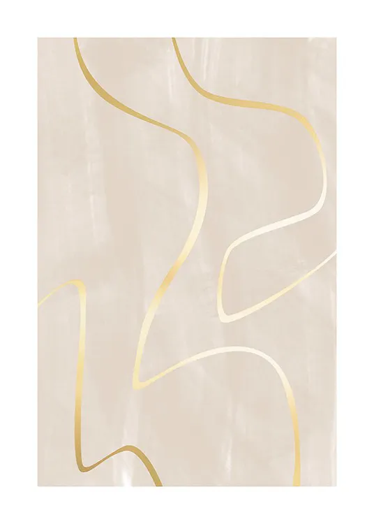 Curvy Golden Lines Print 0