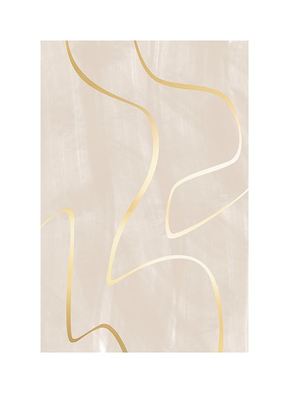 Curvy Golden Lines Poster (50x70 cm)- Poster in oro e argento