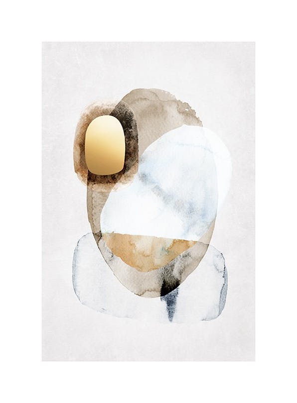 Golden Abstract No1 Poster (50x70 cm)- Poster in oro e argento
